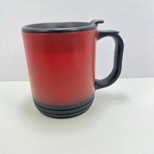 Aladdin Red Black Insulated Travel Mug 12 oz Coffee Cup w Lid Vintage USA